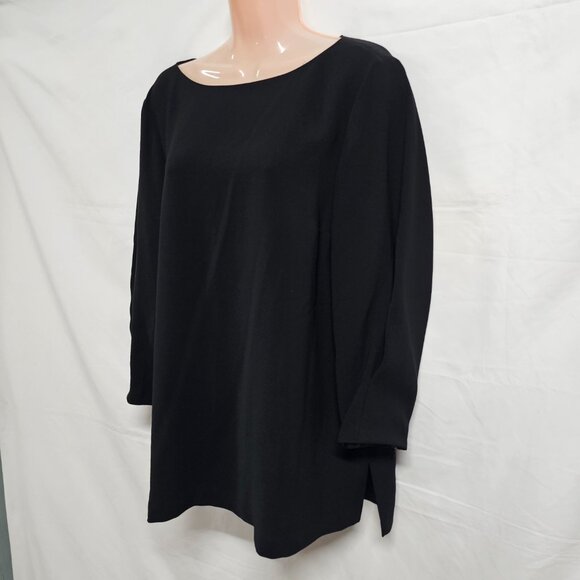 Lafayette 148 Caddie Finesse Crepe Blouse Black Top Blouse Women Size 10 - Picture 6 of 15